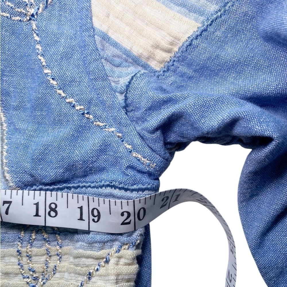 Tantrums Vintage Blue and Cream Patchwork Embroidered Jean Jacket - Picture 10 of 13